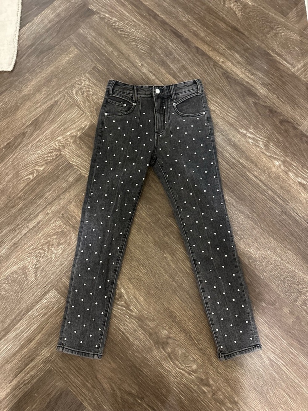 Pilcro Black Skinny Jeans with Rhinestone Studs